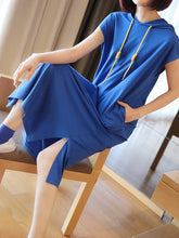 Original Solid Hooded Drawstring Dress